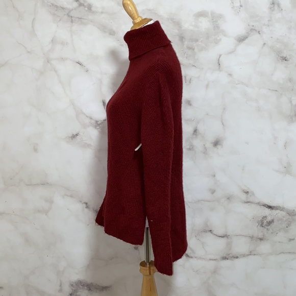 Sweet Romeo Wine Red Ribbed Turtleneck Tunic Sweater - Picture 7 of 9